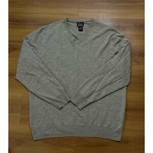 Mens Jos. A. Bank 100% Merino Wool V-Neck Lightweight Business Casual Sweater